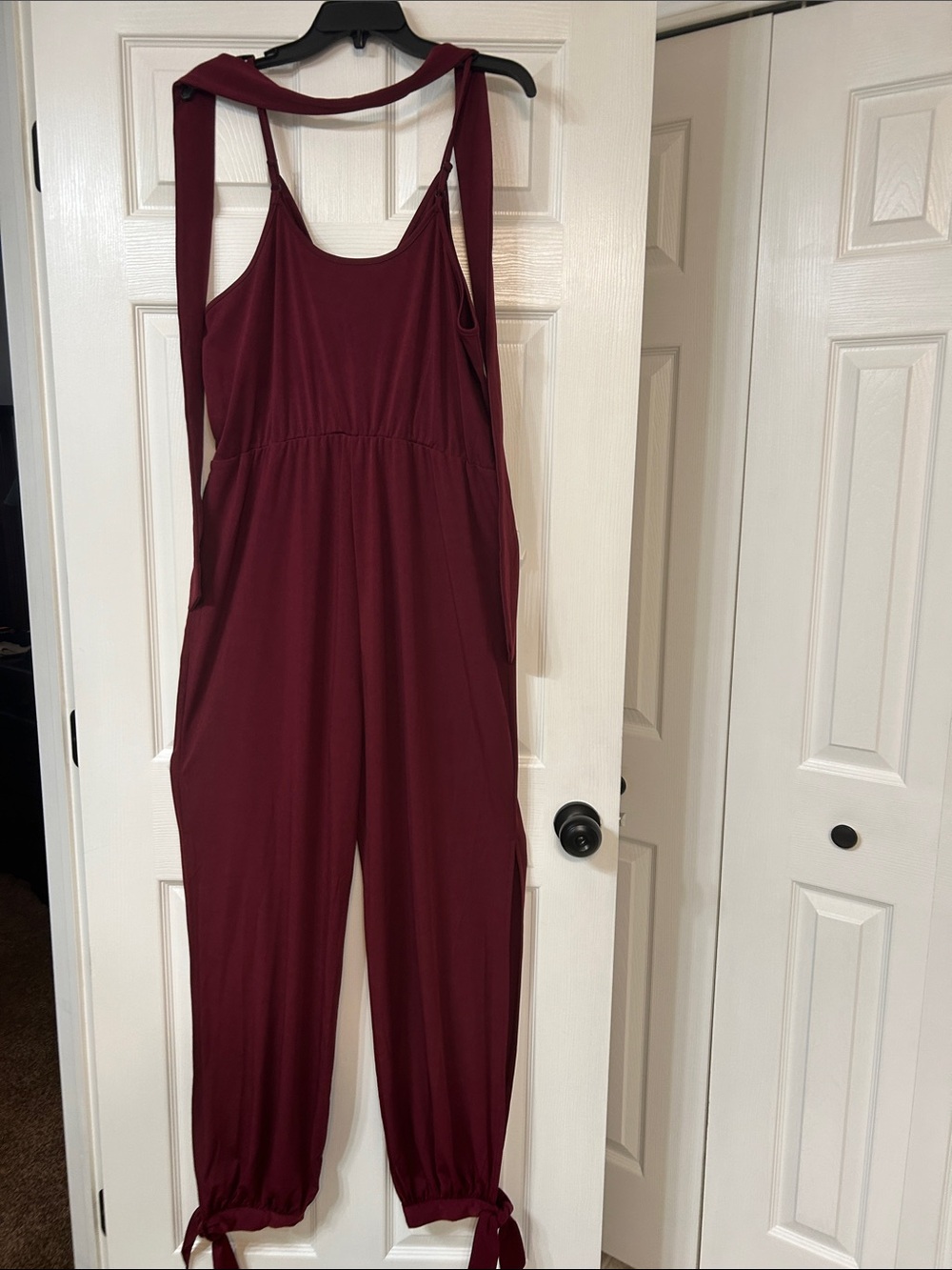 Women’s Maroon Tie-Hem Jumpsuit